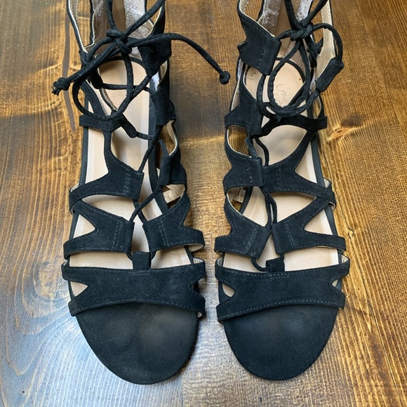 Faux Suede Lace up Sandals - Picture 1 of 2